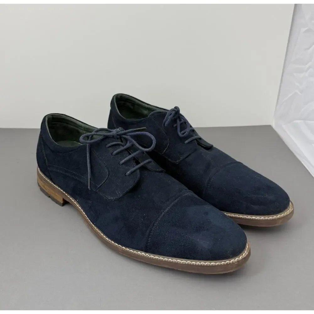 Todd Welsh Cap Toe Derby Shoes Mens 12 M Faux Suede Navy Blue B991367